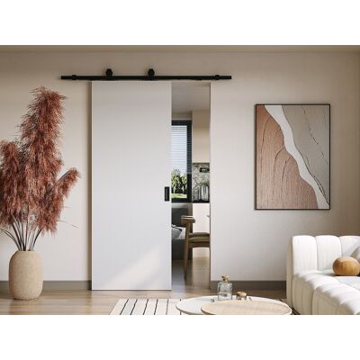 Vente-unique Schiebetür mit Laufschienensystem - 205 x 83 cm - MDF + Kunststoff (PVC) - Weiß - VARIN II Vente-unique Schiebetür mit Laufschienensystem - 205 x 83 cm - MDF + Kunststoff (PVC) - Weiß - VARIN II