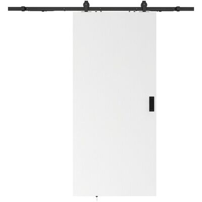 Vente-unique Schiebetür mit Laufschienensystem - 205 x 83 cm - MDF + Kunststoff (PVC) - Weiß - VARIN II Vente-unique Schiebetür mit Laufschienensystem - 205 x 83 cm - MDF + Kunststoff (PVC) - Weiß - VARIN II