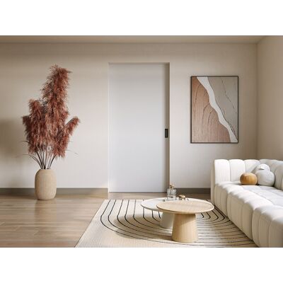 Vente-unique Schiebetür mit Galandage-System - 205 x 83 cm - MDF + Kunststoff (PVC) - Weiß - VARIN II Vente-unique Schiebetür mit Galandage-System - 205 x 83 cm - MDF + Kunststoff (PVC) - Weiß - VARIN II
