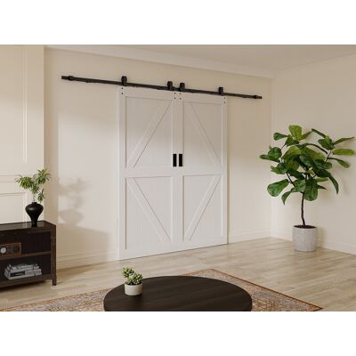Vente-unique Doppel-Schiebetür mit Laufschienensystem - Holz & MDF - Weiß - 2 x 205 x 83 cm - NEFARA Vente-unique Doppel-Schiebetür mit Laufschienensystem - Holz & MDF - Weiß - 2 x 205 x 83 cm - NEFARA