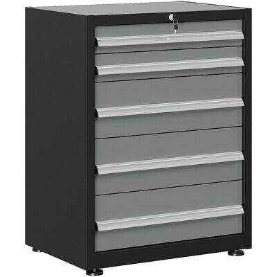 Vente-unique Werkbank aus Stahl mit 5 Schubladen - B75 x T53 x H95 cm - Anthrazitgrau ATELIOR Vente-unique Werkbank aus Stahl mit 5 Schubladen - B75 x T53 x H95 cm - Anthrazitgrau ATELIOR