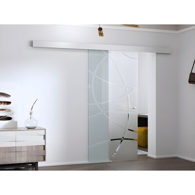 Vente-unique Schiebetür mit Laufschienensystem - 205 x 73 cm - Sicherheitsglas - HEIDI Vente-unique Schiebetür mit Laufschienensystem - 205 x 73 cm - Sicherheitsglas - HEIDI