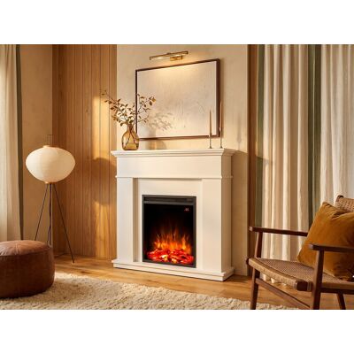 Vente-unique LED-Elektrokamin mit dekorativem Sims - 98 x 24 x 102,5 cm - Weiß - VESUVIA Vente-unique LED-Elektrokamin mit dekorativem Sims - 98 x 24 x 102,5 cm - Weiß - VESUVIA