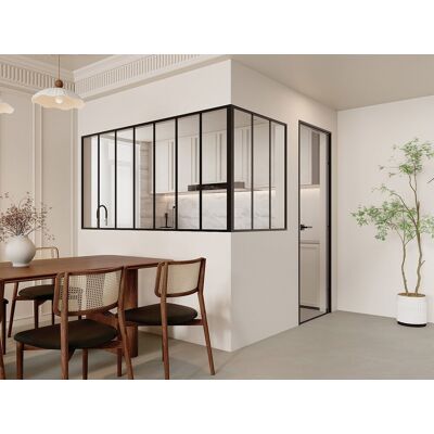 Vente-unique Eck-Innenfenster aus pulverbeschichtetem Aluminium Schwarz 210 x 90 x 105 cm (B x T x H) – BAYVIEW Vente-unique Eck-Innenfenster aus pulverbeschichtetem Aluminium Schwarz 210 x 90 x 105 cm (B x T x H) – BAYVIEW