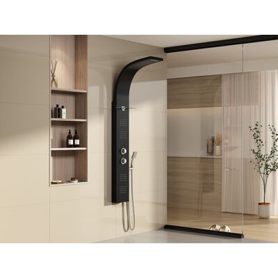Vente-unique Thermostatische Hydromassage-Duschsäule - Schwarz Matt - T45 x H150 cm JOSTA Vente-unique Thermostatische Hydromassage-Duschsäule - Schwarz Matt - T45 x H150 cm JOSTA