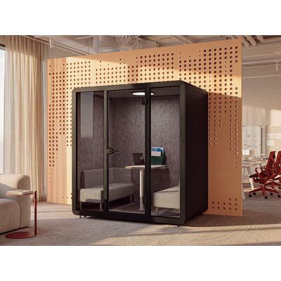 Vente-unique Schallschutzkabine aus Aluminium und Sicherheitsglas - 4 Personen - Schwarz - NABARU Vente-unique Schallschutzkabine aus Aluminium und Sicherheitsglas - 4 Personen - Schwarz - NABARU