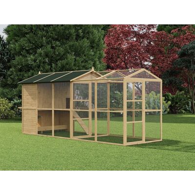 Vente-unique Hühnerstall mit Freilaufgehege aus Holz - 10 Hühner - Naturfarben - FERAS Vente-unique Hühnerstall mit Freilaufgehege aus Holz - 10 Hühner - Naturfarben - FERAS