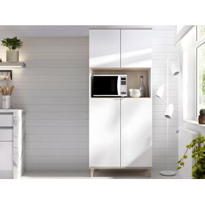 Vente-unique.ch Küchenschrank mit 4 Türen & 1 Ablage - Weiß & Eichefarben - WAJDI