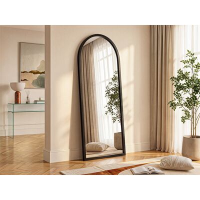 Vente-unique Großer bogenförmiger Spiegel - Paulownia-Holz - 65 x 170 cm - Schwarz - SHANGI Vente-unique Großer bogenförmiger Spiegel - Paulownia-Holz - 65 x 170 cm - Schwarz - SHANGI