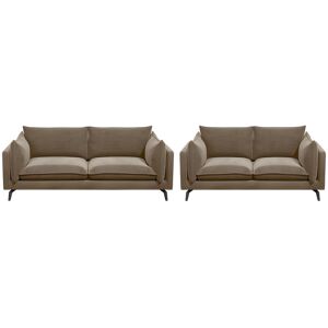 Vente-unique.ch Couchgarnitur 3+2 - Samt - Taupe - KESTREL