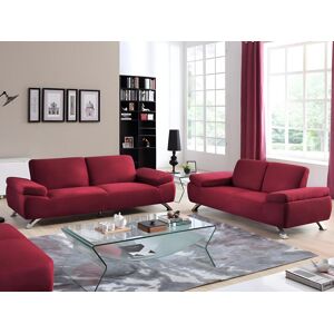 Vente-unique.ch Couchgarnitur 3+2 - Microfaser - Rot - POLKA