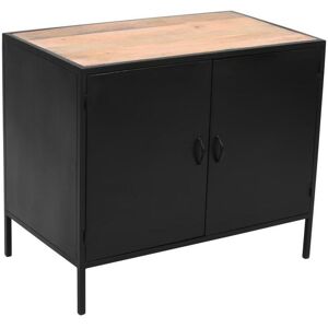 Vente-unique.ch Waschbeckenunterschrank mit 2 Türen - 95 cm - Metall & Mangoholz - Schwarz - ERIDANI