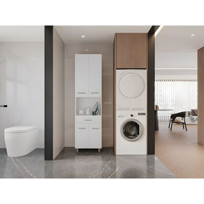 Vente-unique Badezimmerschrank mit Füßen - 180 cm - Weiß - MINELA Vente-unique Badezimmerschrank mit Füßen - 180 cm - Weiß - MINELA