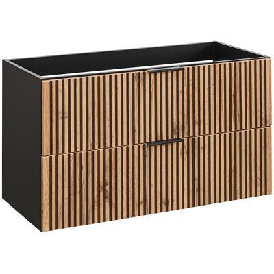 Vente-unique Waschbeckenunterschrank hängend - Streifenoptik - Holzfarben hell & Schwarz - 80 cm - MADELA Vente-unique Waschbeckenunterschrank hängend - Streifenoptik - Holzfarben hell & Schwarz - 80 cm - MADELA
