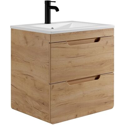 Vente-unique Waschbeckenunterschrank hängend mit Einbauwaschbecken - Holzfarben - 60 cm - ARUBA Vente-unique Waschbeckenunterschrank hängend mit Einbauwaschbecken - Holzfarben - 60 cm - ARUBA