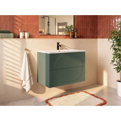 Vente-unique Badmöbel Hängeschrank + Einbauwaschbecken - Grün - 80 cm - VUTOMA Vente-unique Badmöbel Hängeschrank + Einbauwaschbecken - Grün - 80 cm - VUTOMA
