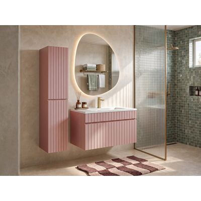 Vente-unique Waschbeckenunterschrank hängend mit Ablagen & Einbauwaschbecken - Streifenoptik - Rosa - 80 cm - SATARA Vente-unique Waschbeckenunterschrank hängend mit Ablagen & Einbauwaschbecken - Streifenoptik - Rosa - 80 cm - SATARA