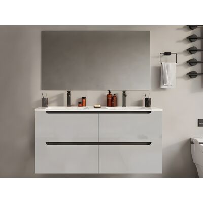 Vente-unique Waschbeckenunterschrank hängend mit Doppeleinbauwaschbecken - Weiß - 120 cm - SELITA Vente-unique Waschbeckenunterschrank hängend mit Doppeleinbauwaschbecken - Weiß - 120 cm - SELITA
