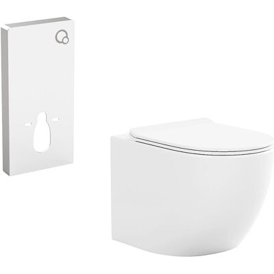 Vente-unique Sparset - Wand-WC mit dekorativem Trägergestell - Weiß glänzend - JAVOINE Vente-unique Sparset - Wand-WC mit dekorativem Trägergestell - Weiß glänzend - JAVOINE