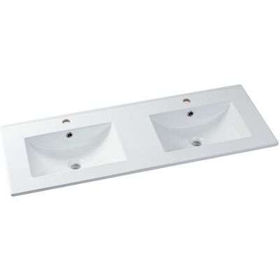 Vente-unique Einbauwaschbecken rechteckig - 122 x 46,5 cm - Keramik - Weiß - MOTIAC Vente-unique Einbauwaschbecken rechteckig - 122 x 46,5 cm - Keramik - Weiß - MOTIAC