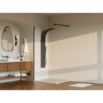 Vente-unique Duschtrennwand Seitenwand italienische Dusche - 100 x 200 cm - Schwarz matt - DAREN Vente-unique Duschtrennwand Seitenwand italienische Dusche - 100 x 200 cm - Schwarz matt - DAREN