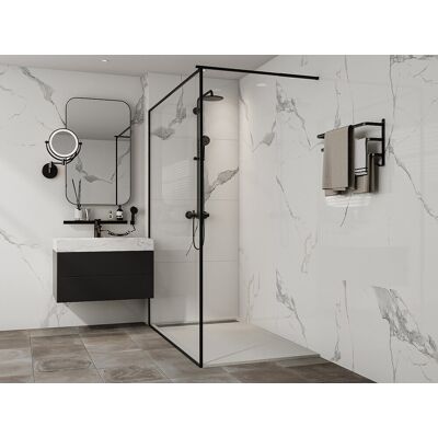 Vente-unique Extraflache, zuschneidbare Aufsatz- oder Einbauduschtasse mit Siphon - Weiß - 160 x 90 cm - LYROSA Vente-unique Extraflache, zuschneidbare Aufsatz- oder Einbauduschtasse mit Siphon - Weiß - 160 x 90 cm - LYROSA