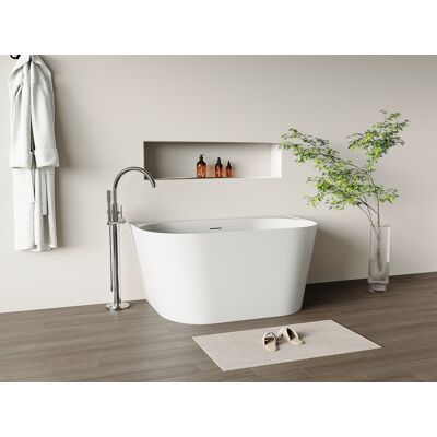 Vente-unique Vorwandbadewanne - 130 x 72 x 59 cm - Weiß Matt - Acryl - 132 L - AMOBIA Vente-unique Vorwandbadewanne - 130 x 72 x 59 cm - Weiß Matt - Acryl - 132 L - AMOBIA