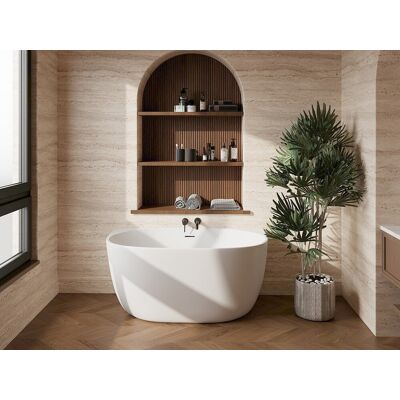 Vente-unique Halb freistehende Badewanne 130 x 72 x 58 cm Acryl Weiß matt 167 L AMOSARI Vente-unique Halb freistehende Badewanne 130 x 72 x 58 cm Acryl Weiß matt 167 L AMOSARI