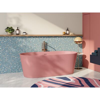 Vente-unique Freistehende Badewanne Oval - 159 x 74 x 56 cm - Acryl - Rosa Matt - 255 L - LUZECA Vente-unique Freistehende Badewanne Oval - 159 x 74 x 56 cm - Acryl - Rosa Matt - 255 L - LUZECA
