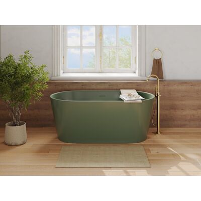 Vente-unique Freistehende Badewanne Oval - 140 x 74 x 56 cm - Acryl - Khaki Matt - 215 L - LUZECA Vente-unique Freistehende Badewanne Oval - 140 x 74 x 56 cm - Acryl - Khaki Matt - 215 L - LUZECA