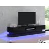 Vente-unique.ch TV-Möbel mit 2 Schubladen & 1 Ablage + LEDs - MDF - Schwarz lackiert - FIRMAMENT