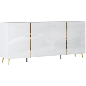 Vente-unique Sideboard mit 4 Türen - 200 cm - Hochglanz Weiß & Gold - MARZIALO Vente-unique Sideboard mit 4 Türen - 200 cm - Hochglanz Weiß & Gold - MARZIALO
