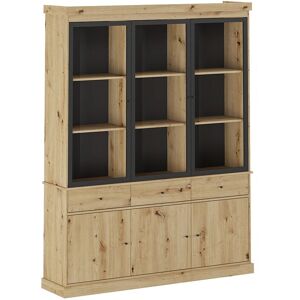 Vente-unique Vitrine mit Stauraum und LEDs - Natur und Schwarz - MARSORIA Vente-unique Vitrine mit Stauraum und LEDs - Natur und Schwarz - MARSORIA