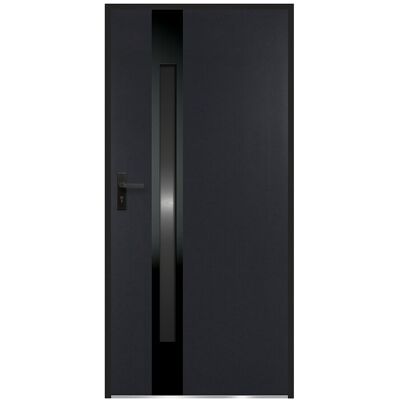 Vente-unique Eingangstür aus Stahl, voll und Edelstahl H207 x B100 cm - Rauchglas - schwarz und anthrazit - Stärke 55 mm - DIN rechts - BRAGA Vente-unique Eingangstür aus Stahl, voll und Edelstahl H207 x B100 cm - Rauchglas - schwarz und anthrazit - Stärke 55 mm - DIN rechts - BRAGA