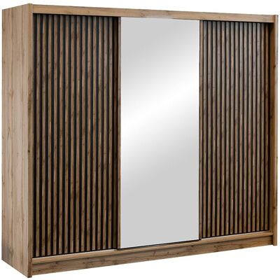 CALOWI Kleiderschrank - 250cm Schiebetüren - Mit Spiegel - Zeitgenössisch CALOWI Kleiderschrank - 250cm Schiebetüren - Mit Spiegel - Zeitgenössisch