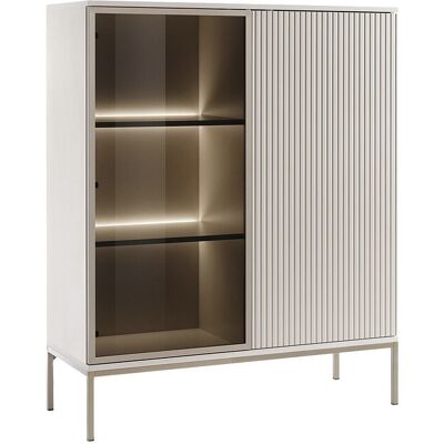 Vente-unique Vitrinenschrank - 2 Türen - mit LED-Beleuchtung - MDF & Rauchglas - Beige & Schwarz - OVILA Vente-unique Vitrinenschrank - 2 Türen - mit LED-Beleuchtung - MDF & Rauchglas - Beige & Schwarz - OVILA