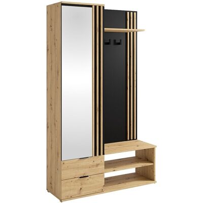 Vente-unique Garderobe mit Spiegel & Stauraum - Holzfarben & Schwarz - JANAKIA Vente-unique Garderobe mit Spiegel & Stauraum - Holzfarben & Schwarz - JANAKIA