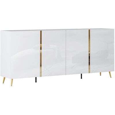 Vente-unique Sideboard mit 4 Türen - 200 cm - Hochglanz Weiß & Gold - MARZIALO Vente-unique Sideboard mit 4 Türen - 200 cm - Hochglanz Weiß & Gold - MARZIALO