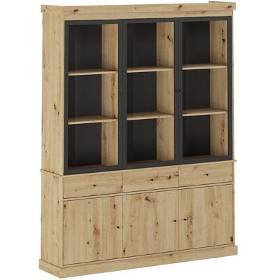 Vente-unique Vitrine mit Stauraum und LEDs - Natur und Schwarz - MARSORIA Vente-unique Vitrine mit Stauraum und LEDs - Natur und Schwarz - MARSORIA