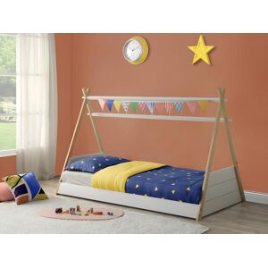 Vente-unique.ch Kinderbett Tipibett mit Matratze - 90 x 190 cm - Weiß & Naturfarben - SIOUX