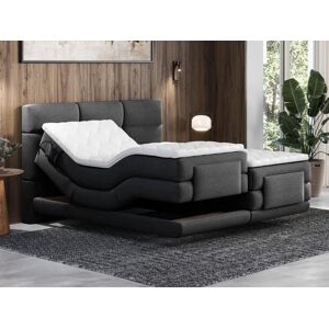 Vente-unique.ch Boxspringbett mit gestepptem Kopfteil + elektrischem Untergestell mit Relaxfunktion + Matratze + Topper - 2 x 90 x 200 cm - Stoff - Anthrazit - LODI von PALACIO