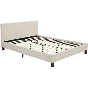 Vente-unique Bett 140 x 190 cm - Stoff - Beige - CORNELIUS II Vente-unique Bett 140 x 190 cm - Stoff - Beige - CORNELIUS II