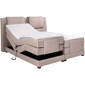 Vente-unique Boxspringbett mit Bettkopfteil + elektrischem Untergestell mit Relaxfunktion + Matratzen + Topper - 2 x 90 x 200 cm - Stoff - Beige - CASTEL II von PALACIO Vente-unique Boxspringbett mit Bettkopfteil + elektrischem Untergestell mit Relaxfunktion + Matratzen + Topper - 2 x 90 x 200 cm - Stoff - Beige - CASTEL II von PALACIO