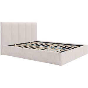 Vente-unique Bett mit Bettkasten & Kopfteil mit vertikalen Ziernähten - 180 x 200 cm - Stoff - Beige - KILACLO Vente-unique Bett mit Bettkasten & Kopfteil mit vertikalen Ziernähten - 180 x 200 cm - Stoff - Beige - KILACLO