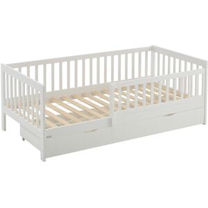 Vente-unique Bett mit Schublade - 90 x 190 cm - Kiefer & MDF - Weiß - PROVIATI Vente-unique Bett mit Schublade - 90 x 190 cm - Kiefer & MDF - Weiß - PROVIATI