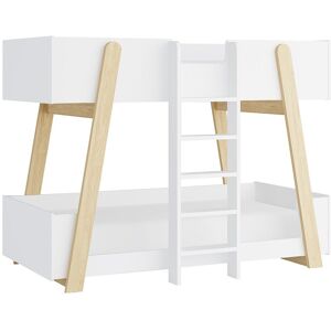 Vente-unique Etagenbett - 90 x 190 cm - Weiß und Natur - CORODELA Vente-unique Etagenbett - 90 x 190 cm - Weiß und Natur - CORODELA