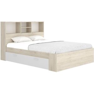 Vente-unique Bett mit Stauraum - 140 x 190 cm - Holzfarben & Weiß - VARDIEL Vente-unique Bett mit Stauraum - 140 x 190 cm - Holzfarben & Weiß - VARDIEL