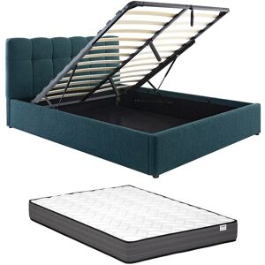 Vente-unique Bett mit Bett mit Bettkasten - + Matratze - 140 x 190 cm - Bouclé-Stoff - Blaugrün - MAZIRI Vente-unique Bett mit Bett mit Bettkasten - + Matratze - 140 x 190 cm - Bouclé-Stoff - Blaugrün - MAZIRI
