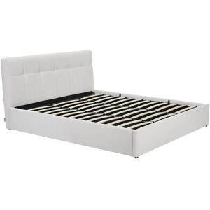 Vente-unique Bett mit Bettkasten - 180 x 200 cm - Bouclé-Stoff - Weiß - MAZIRI Vente-unique Bett mit Bettkasten - 180 x 200 cm - Bouclé-Stoff - Weiß - MAZIRI