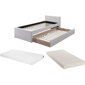 Vente-unique Ausziehbett 90 x 190 cm + Matratze - Stoff - Beige - DORITALO Vente-unique Ausziehbett 90 x 190 cm + Matratze - Stoff - Beige - DORITALO
